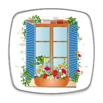 Sommerliches Fenster mit Blumenkasten - Viereckiger Kühlschrankmagnet - Weiß - Vorne