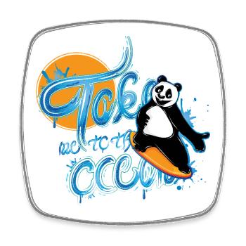 Panda Surfer – Emmenez-moi à l’océan - Magnet carré - blanc - Devant