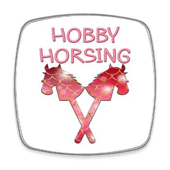 HOBBY HORSING PFERDE - Viereckiger Kühlschrankmagnet - Weiß - Vorne