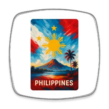 Philippinen Landschaft Flagge Design - Viereckiger Kühlschrankmagnet - Weiß - Vorne