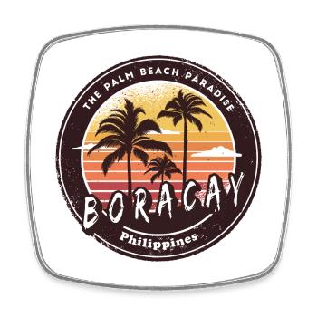 Boracay, Philippines, Design vintage - Magnet carré - blanc - Devant