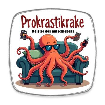 Prokrastikrake - Meister des Aufschiebens - Viereckiger Kühlschrankmagnet - Weiß - Vorne