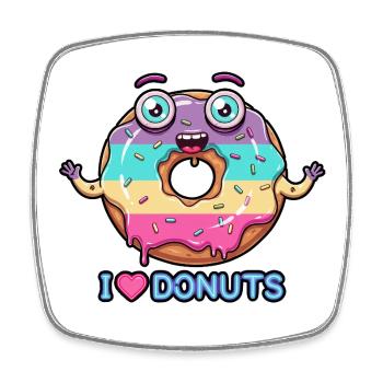 Verrueckter Donut - Viereckiger Kühlschrankmagnet - Weiß - Vorne