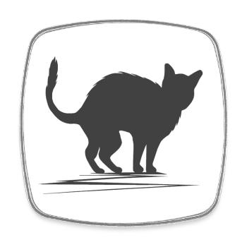 katzen silhouette mit Buckel - Viereckiger Kühlschrankmagnet - Weiß - Vorne