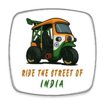 Inde Tuk-Tuk Racing - Magnet carré - blanc - Devant
