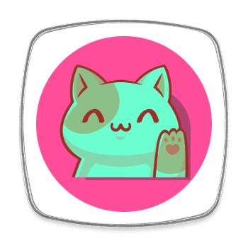 Chibi Kawaii Katze, Glücksbringer, Popart pink - Viereckiger Kühlschrankmagnet - Weiß - Vorne