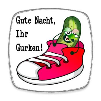 GUTE NACHT SPORTSCHUHE GURKEN - Viereckiger Kühlschrankmagnet - Weiß - Vorne
