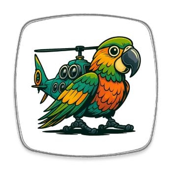 Heli-Parrot im Einsatz - Viereckiger Kühlschrankmagnet - Weiß - Vorne