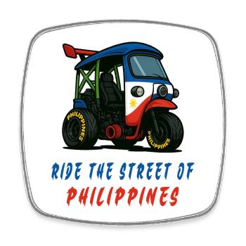Philippinen Tuk-Tuk Racing - Viereckiger Kühlschrankmagnet - Weiß - Vorne