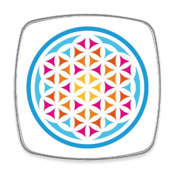 Fleur de Vie Mandala Yoga Inde Méditation - Magnet carré - blanc - Devant