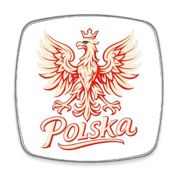 Polen Polska Adler Flagge Fahne grafisch Geschenk - Viereckiger Kühlschrankmagnet - Weiß - Vorne
