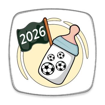 BABY 2026 BOTTLE SOCCER - Square fridge magnet - white - Front
