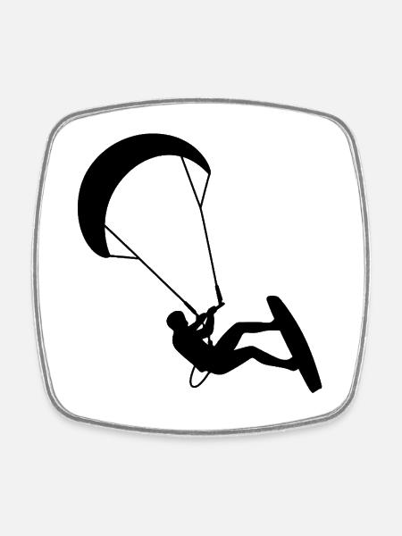 Kiter. Kitesurfing - Viereckiger Kühlschrankmagnet - Weiß