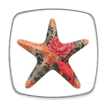 Yakuza Starfish – Silent Strength in Ink - Square fridge magnet - white - Front