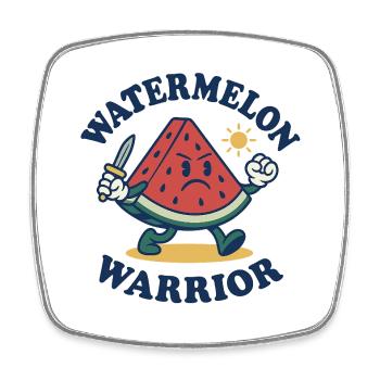Wassermelonen-Krieger – Mutiges Schnittdesign - Viereckiger Kühlschrankmagnet - Weiß - Vorne