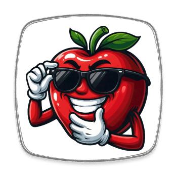 Coole Cartoon Tomate mit Sonnenbrille Gemüse Spaß - Viereckiger Kühlschrankmagnet - Weiß - Vorne