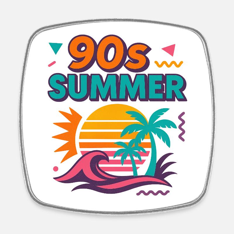 90s Sommer Retro Design - Viereckiger Kühlschrankmagnet - Weiß