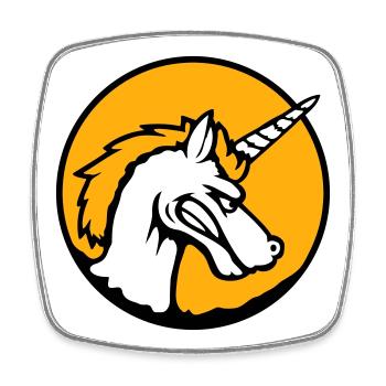 Einhorn Böse Wütend Angriff Zähne knirschen sauer - Viereckiger Kühlschrankmagnet - Weiß - Vorne