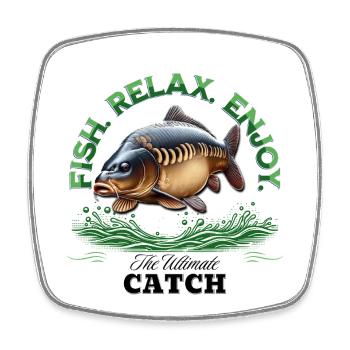 Carpe Fish Relax Enjoy - Magnet carré - blanc - Devant