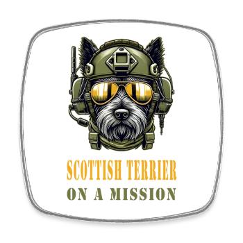 Terrier écossais en mission - Militaire - Magnet carré - blanc - Devant