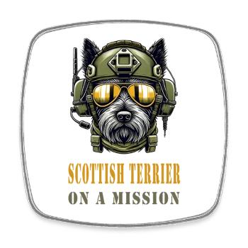 Terrier écossais en mission - Militaire - Magnet carré - blanc - Devant