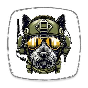 Terrier écossais Conception militaire - Magnet carré - blanc - Devant