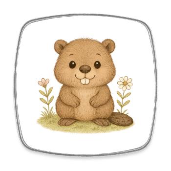Nordic Forest - Sweet Beaver - Square fridge magnet - white - Front
