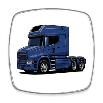 Blauer LKW Stil Illustration - Viereckiger Kühlschrankmagnet - Weiß - Vorne