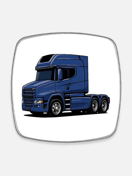 Blue Truck Style Illustration - Square fridge magnet - white