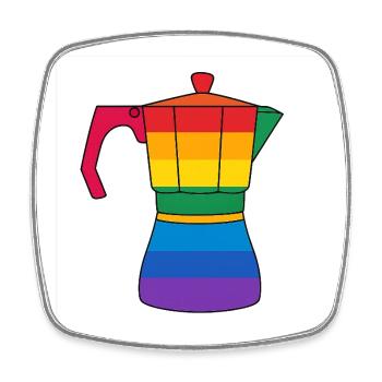 Vibrant rainbow coffee maker - Square fridge magnet - white - Front