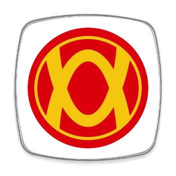 Retro Superhero Emblem Design - Square fridge magnet - white - Front