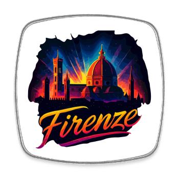 Florenz Firenze Stadt Italien Silhouette Geschenk - Viereckiger Kühlschrankmagnet - Weiß - Vorne