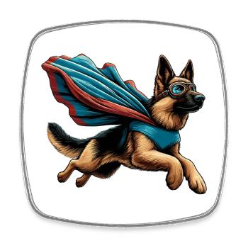 Super Dog German Shepherd Cape Gift - Square fridge magnet - white - Front
