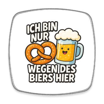 Citation humoristique sur la bière avec des bretzels - Magnet carré - blanc - Devant
