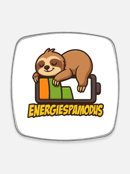 Cute Sloth Energy Saving Logo - Square fridge magnet - white