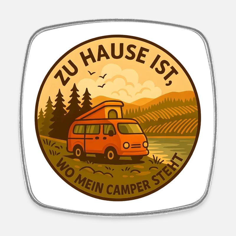 Home is where my camper is parked - Square fridge magnet - white