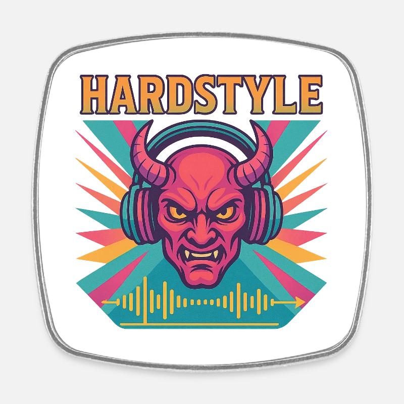 Hardstyle Dämon Design - Viereckiger Kühlschrankmagnet - Weiß