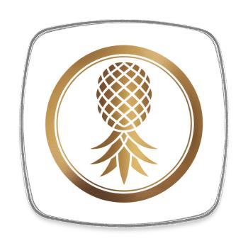 Goldenes Ananas-Logo - Viereckiger Kühlschrankmagnet - Weiß - Vorne