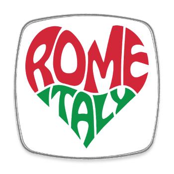 Rome Italy Heart Retro Design - Square fridge magnet - white - Front