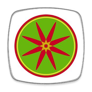 Stylish mandala with red leaves - Square fridge magnet - white - Front