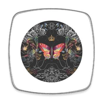 Papillon imaginatif avec couronne et ornements - Magnet carré - blanc - Devant