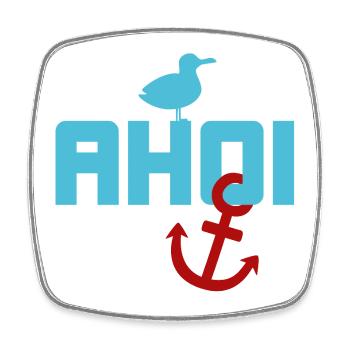 Ahoy Seagull Anchor Holiday Sea North Sea Summer Beach - Square fridge magnet - white - Front