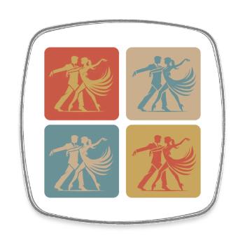 Elegant dancing couple vintage look - Square fridge magnet - white - Front