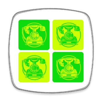 Retro Wählscheiben Telefon - Viereckiger Kühlschrankmagnet - Weiß - Vorne