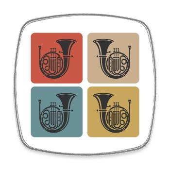 Retro Tenorhorn Design - Viereckiger Kühlschrankmagnet - Weiß - Vorne