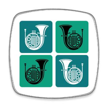 Retro Tenorhorn Design - Viereckiger Kühlschrankmagnet - Weiß - Vorne