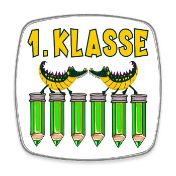 Einschulung 1. Klasse Alligatoren - Viereckiger Kühlschrankmagnet - Weiß - Vorne