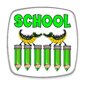 SCHOOL PENCIL KIDS ALLIGATORS - Square fridge magnet - white - Front
