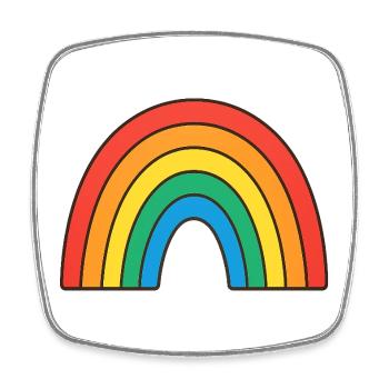 Vivid rainbow illustration in retro colors - Square fridge magnet - white - Front