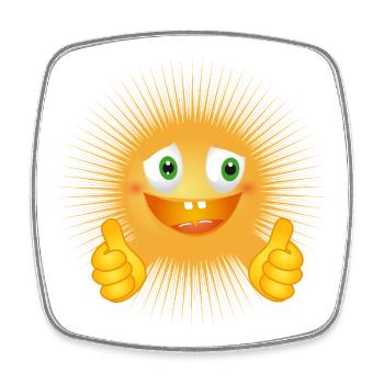 Lustige Sonne – Daumen hoch! - Viereckiger Kühlschrankmagnet - Weiß - Vorne